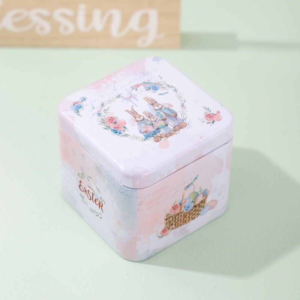Empty Box Easter Gifts Box Square Shape Easter Egg Box Rabbit Tin Storage Box  Easter Party
