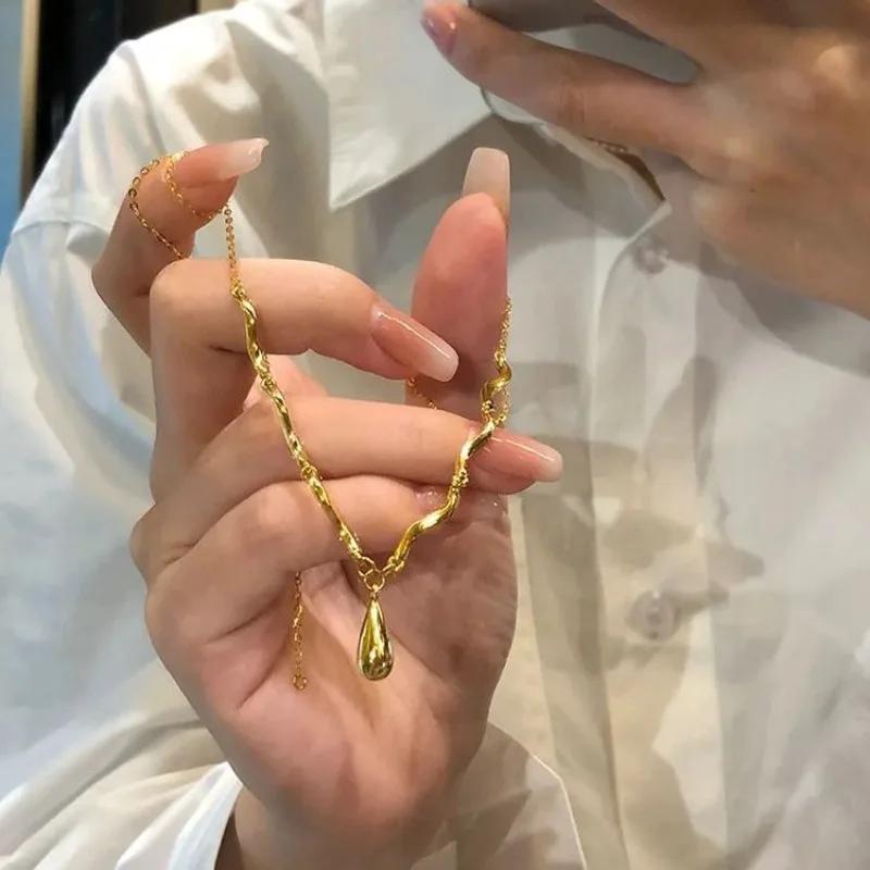 Новые винтажные глянцевые ожерелья с каплями воды, легкие роскошные ленивые нерегулярные ошейники с кисточками, ювелирные украшения