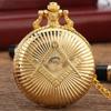 Classic Retro Gold Masonic Freemasons Quartz Pocket Watch Necklace Pendant Fob Chain Watches for Mens Gifts
