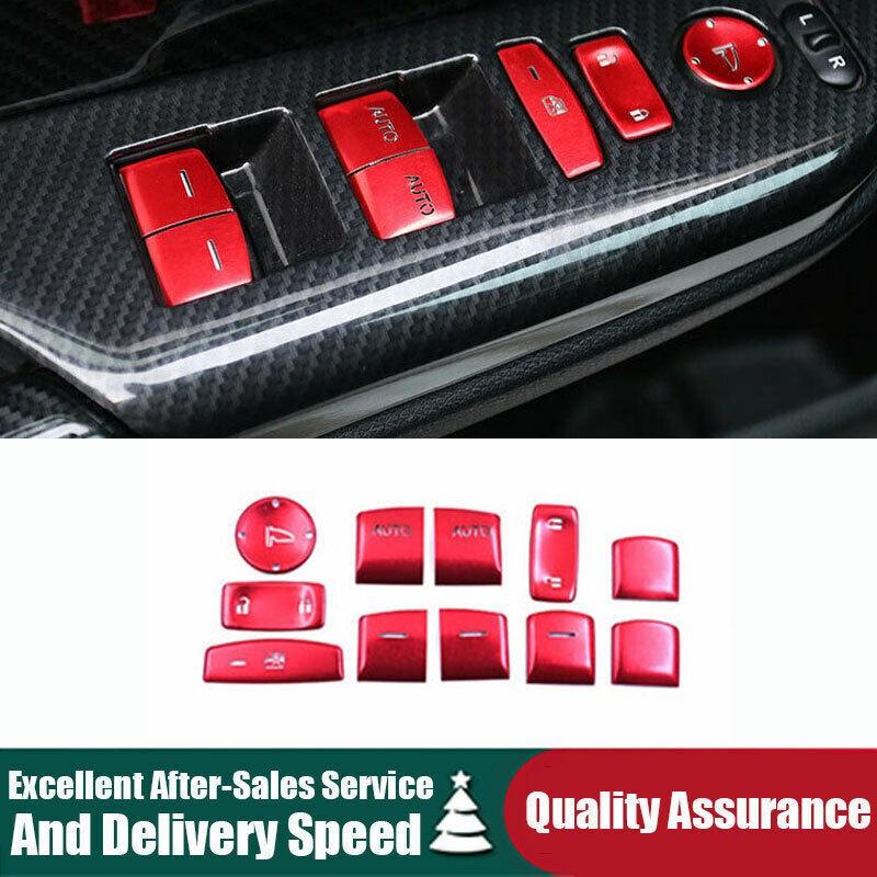 For Honda Civic 2016-2021 Red Aluminum Window Lift Panel Switch Button Stickers