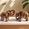 Retro Style Living Room Decoration Elephant Figurine Ornament, Resin Wood Grain Statue, Auspicious Realistic Imitation Rosewood Carving Animal