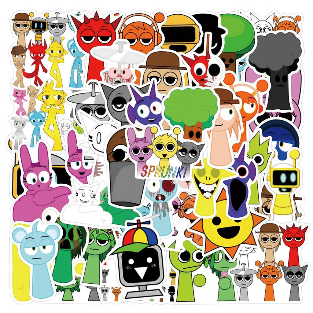 Spranky Stickers Set of 55 Cute Anime Character Stickers Horror Game Surroundings Waterproof Decals Cute Stylish Cartoon DIY Stickers Popular Anime