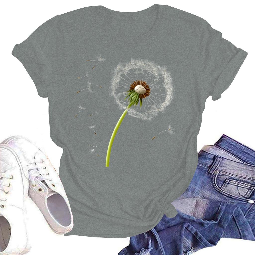 Женская повседневная свободная футболка с принтом, круглый вырез, пуловер, короткий рукав, топ