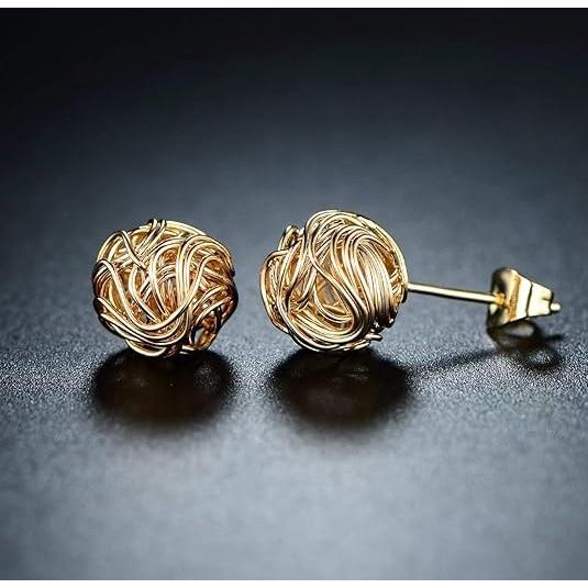 Gold-Plated Love Knot Earrings, 10 mm