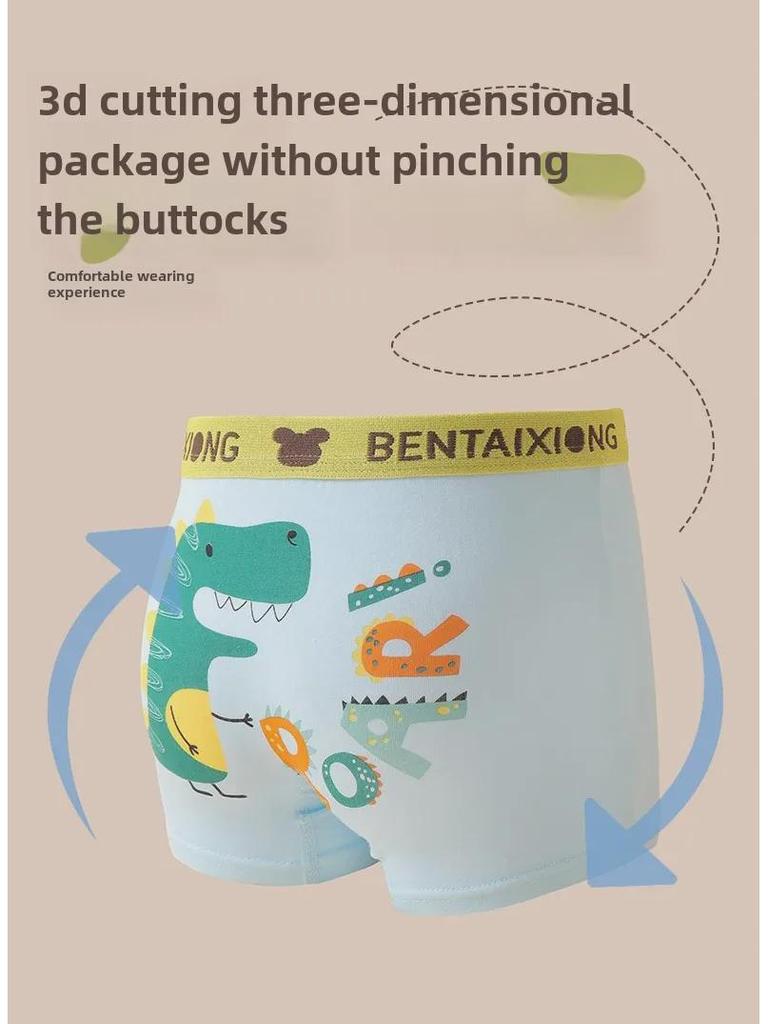 Трусы-боксеры из чистого хлопка типа А для мальчиков, с рисунком из мультфильмов, возраст 3-8 лет