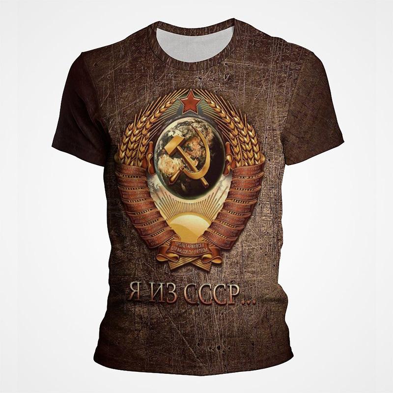 Футболки с графическим логотипом флага России, баннер СССР, футболка с 3D-принтом для мужчин, военная футболка, уличная одежда, повседневные футболки
