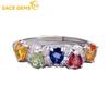 925 Sterling Silver 2*2.5MM Natual Colourful Sapphire Rings for Women Engagement Cocktail Party Fine Jewelr