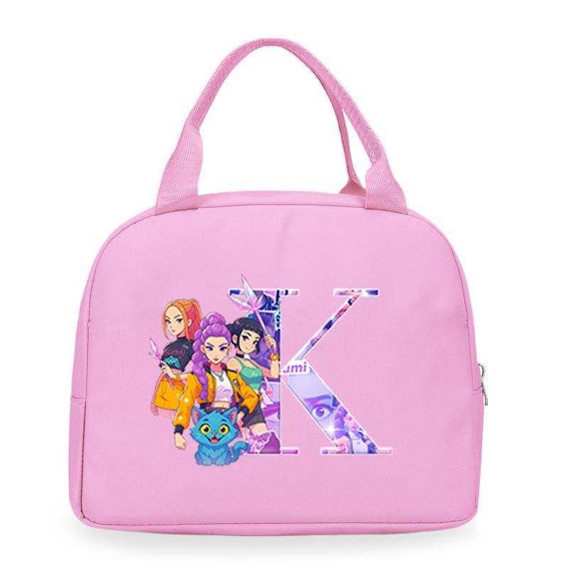 Trend Kpop Anime Cartoon Peripheral 26 Letter Printing Bento Bag Commuter Portable Lunch Box Bag