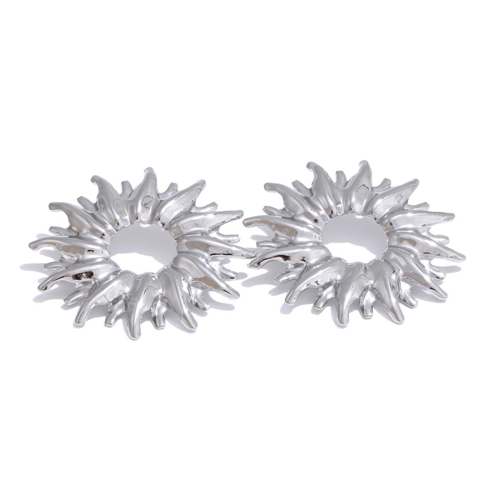 Yhpup 28g Trending Stainless Steel Metal Sun Flower Hollow Stud Earrings PVD Plated Versatile Daily Jewelry Waterproof
