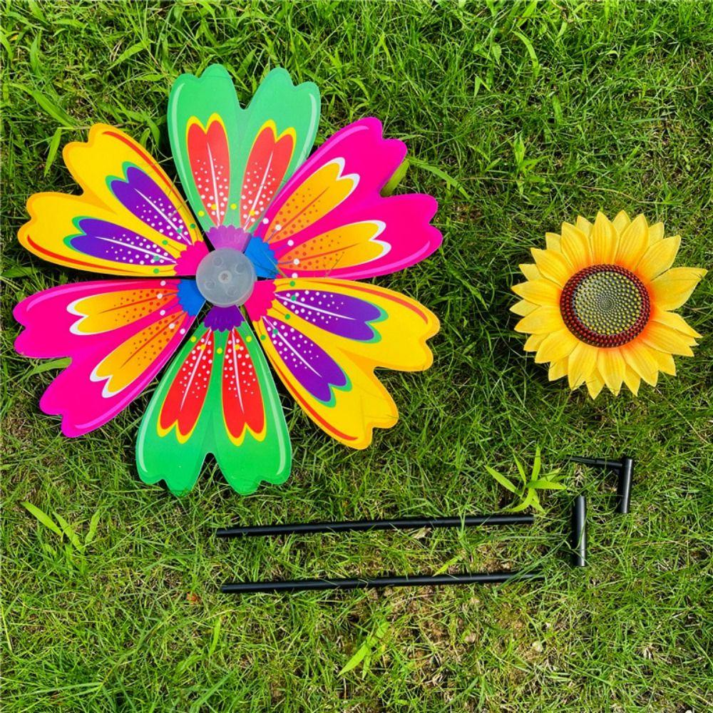 PVC Rotating Sunflower Multistyles Stake Standing Lawn Flower Pinwheel Outdoor Party Picnic Decor