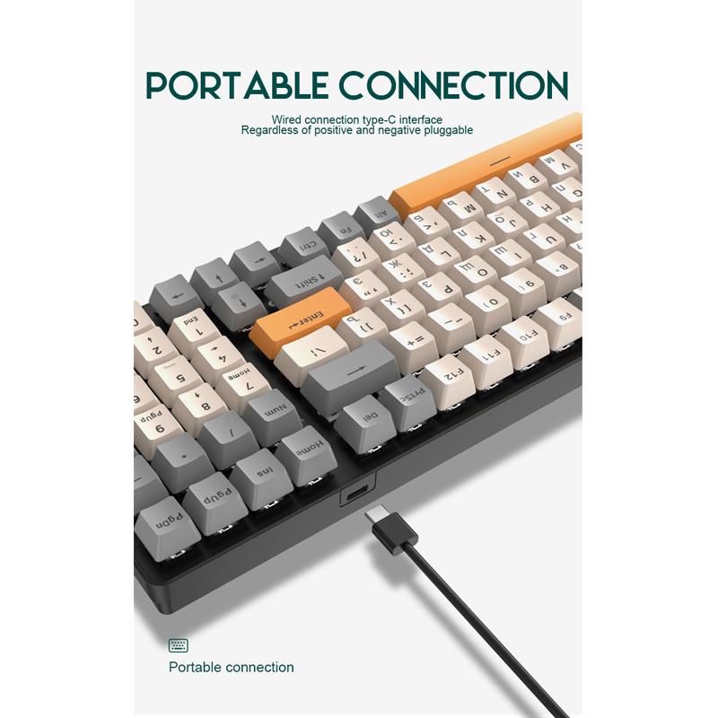 Механическая клавиатура K3, 100 клавиш, игровые клавиатуры для геймеров, игровые клавиатуры с RGB-подсветкой, проводные клавиатуры USB Type-C для настольных ПК