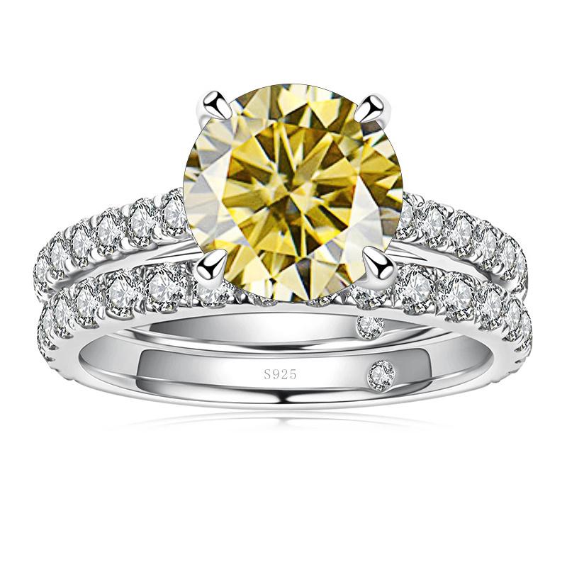 Bague Ringen Роскошное кольцо с муассанитом цвета D 3,0 карата, женские ювелирные изделия из стерлингового серебра 925 пробы с четырьмя когтями, свадебные комплекты для свадьбы
