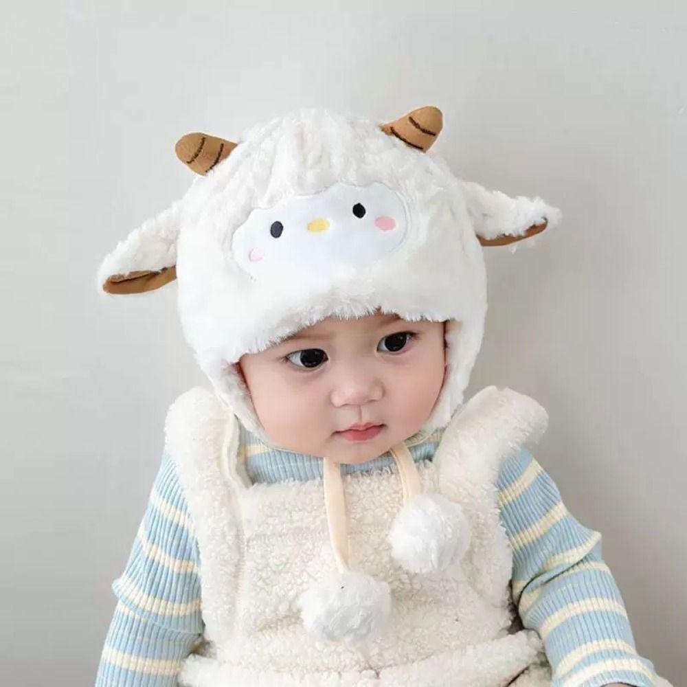 Thickened Cute Sheep Hat Soft Baby Warm Caps Funny Cartoon Beanie Caps Cold Weather Wear