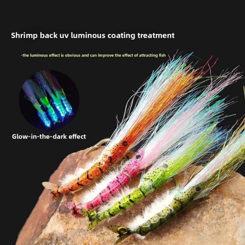 4pcs Dubbing Material Scuds Fly 8# Hook Bait Lures Ice Dubbing Wing Shrimp Fly Redfish