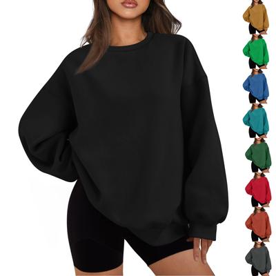 Женская повседневная модная однотонная толстовка с длинным рукавом и круглым вырезом