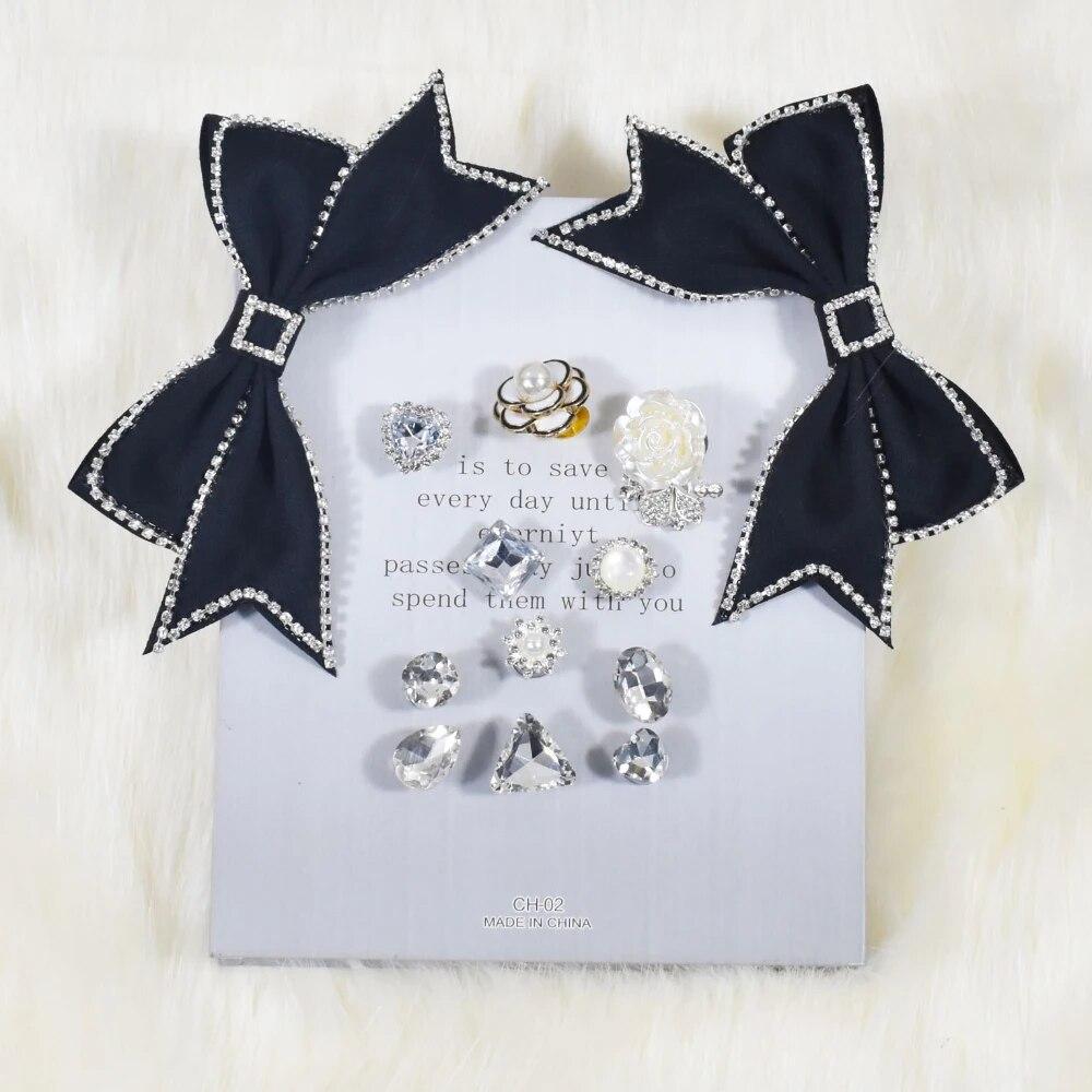 Shoe Charm DIY Pins Camellia Flower Pearl Diamond Bow Decoration Buckle for Hole Shoes Charms Set Accessories Kids Boy Girls Gift