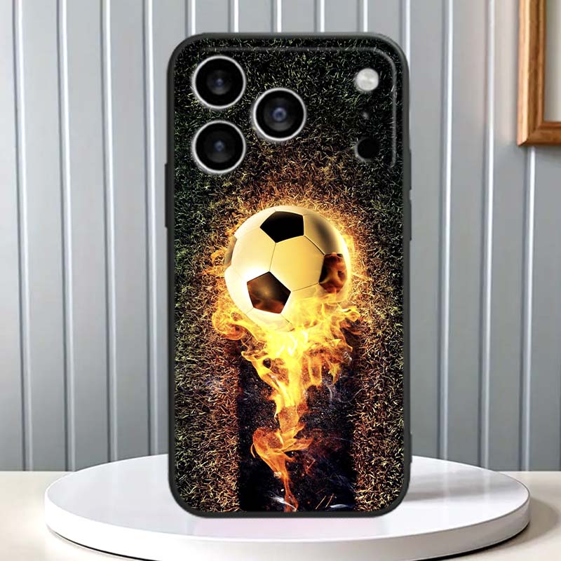 Модный крутой чехол для телефона с футбольным дизайном Для Apple iPhone 17 16 16E 15 14 13 12 11 Pro Max Plus Черный Мягкий Силикон