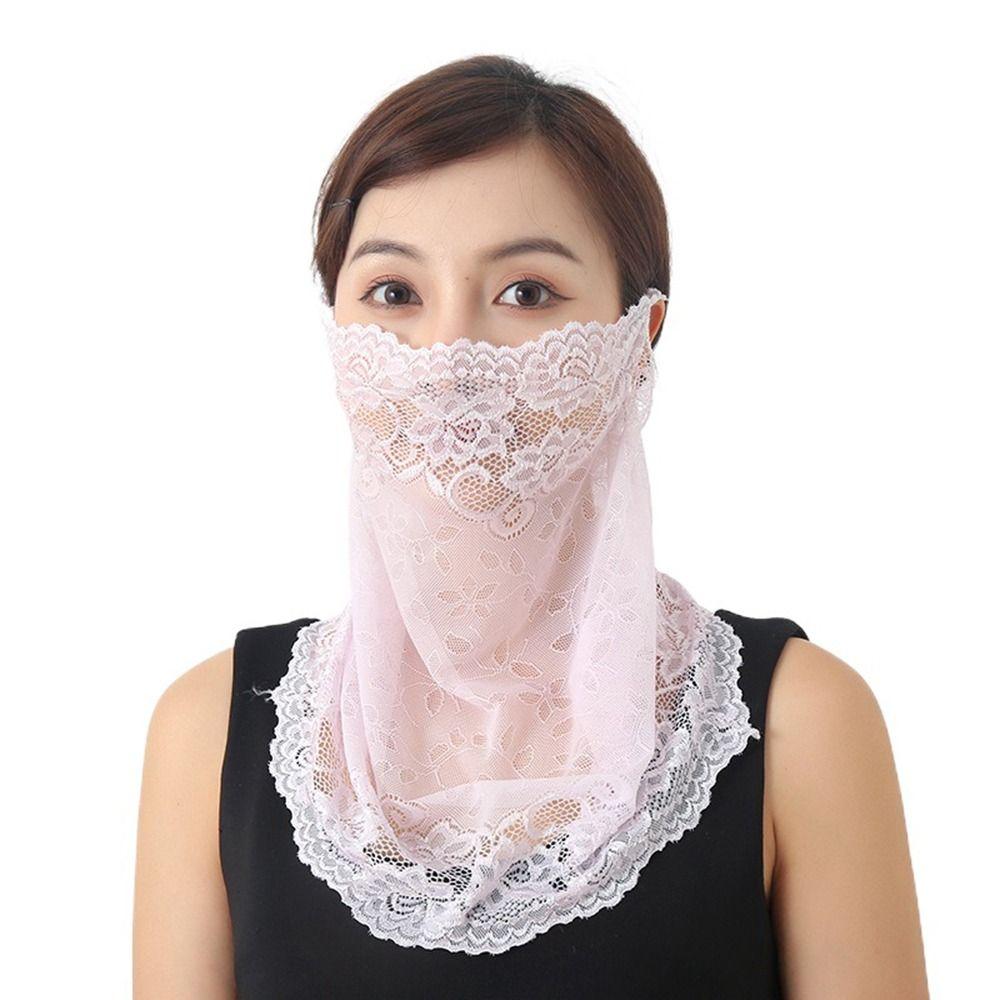 Cycling Hiking Sun UV Protection Hanging Ear Sports Face Scarves Lace Mask Neck Scarf Face Cover