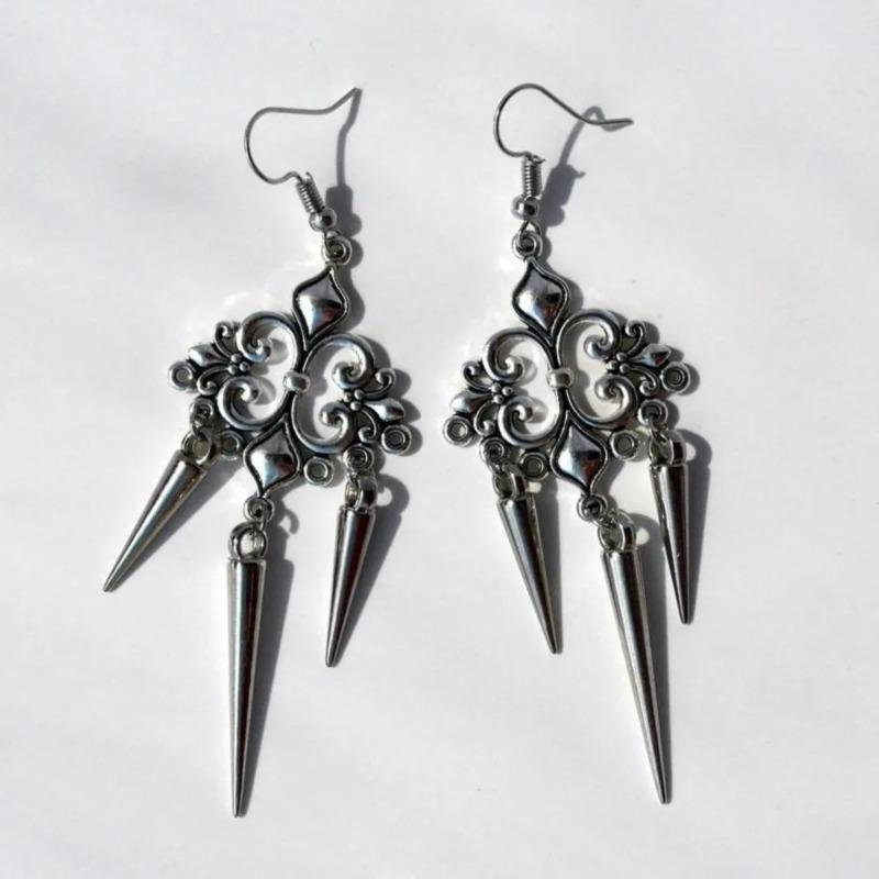 Винтажные готические серьги-кисточки в придворном стиле для женщин, серебристого цвета, гот-панк, ювелирные аксессуары