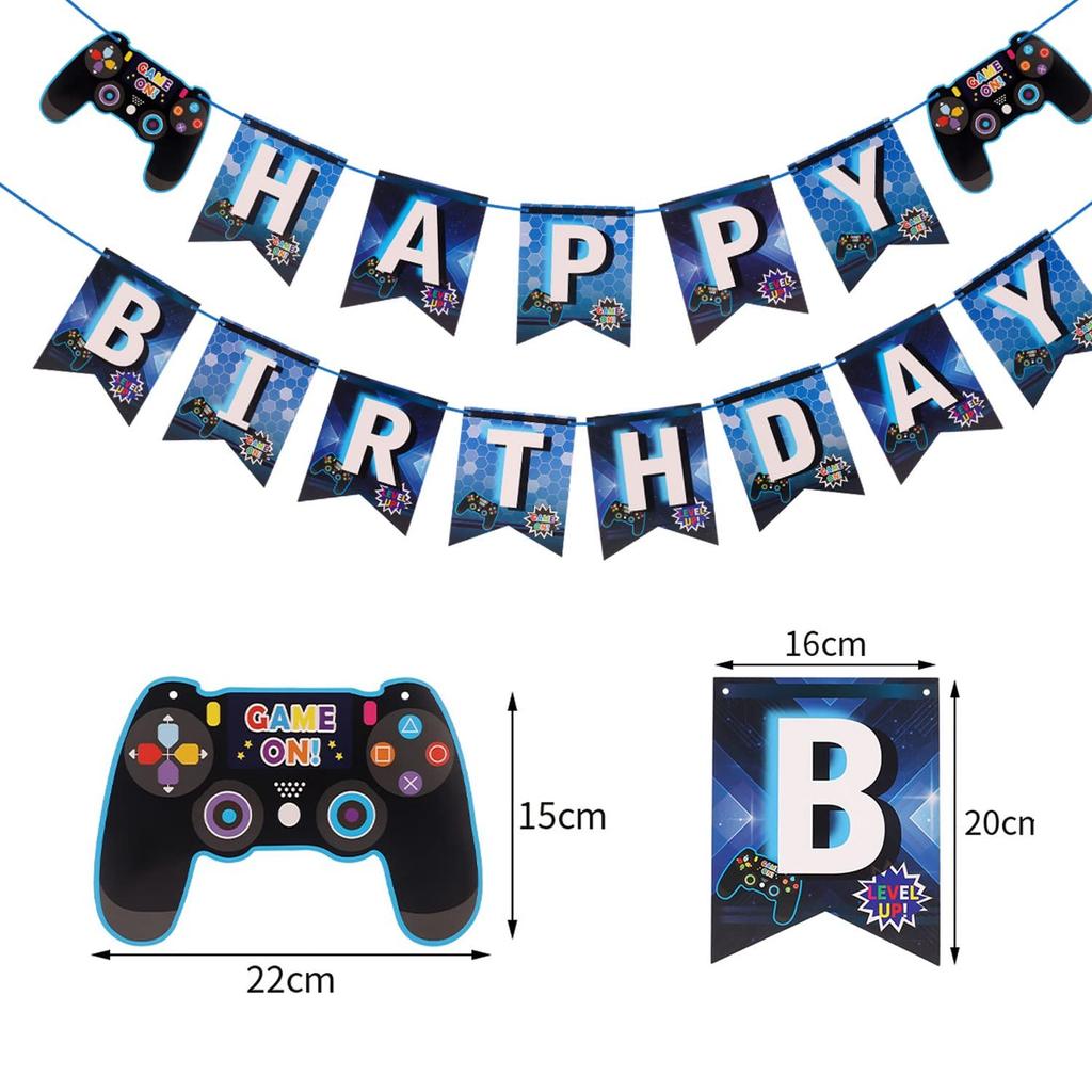 Воздушные шары Видеоигра Воздушные шары Набор украшений для вечеринки по случаю дня рождения Гирлянда Баннер «С днем рождения» Синий воздушный шар Контроллер для игры в воздушный шар Украшение для вечеринки