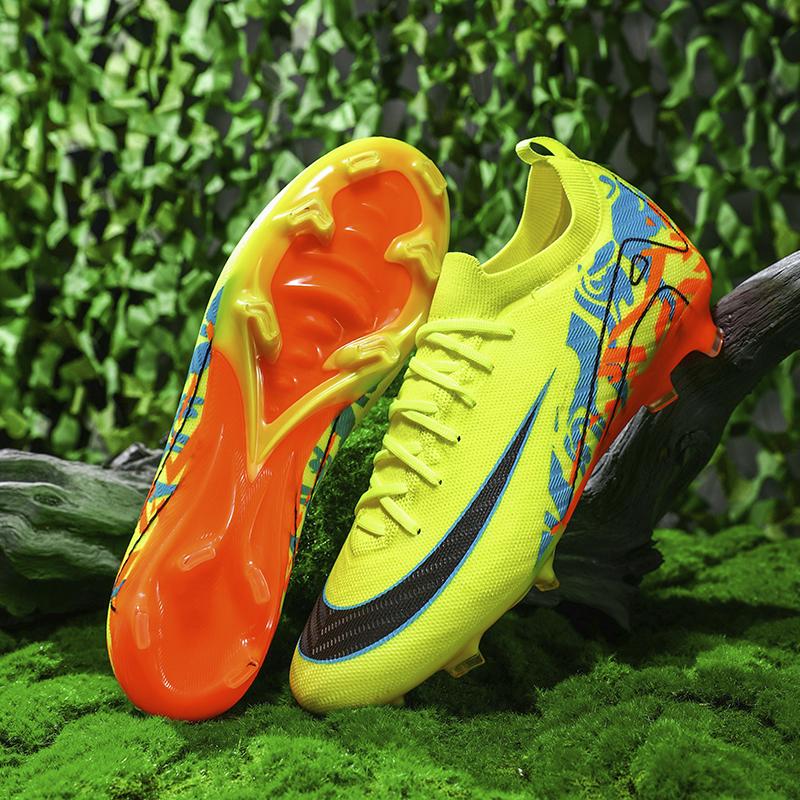 Мода 2025 Мужские футбольные бутсы Низкий верх Дышащие футбольные бутсы Нескользящие Футзальные тренировочные кроссовки Уличные Бесшиповые футбольные бутсы до щиколотки