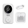 1 Set Wireless Door Bell with Receiver High Resolution Camera 2.4G WiFi Remote Video Visual Two-Way Audio Night Vision Cordless Security Doorbell