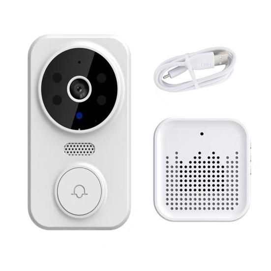 1 Set Wireless Door Bell with Receiver High Resolution Camera 2.4G WiFi Remote Video Visual Two-Way Audio Night Vision Cordless Security Doorbell