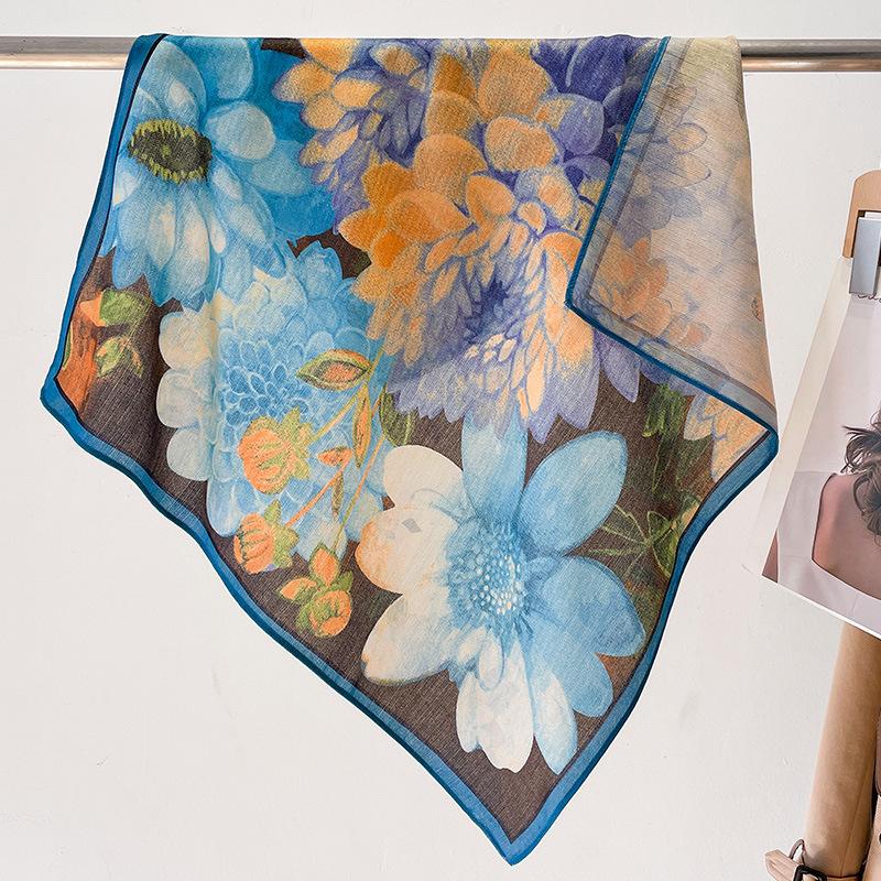 70*70cm Luxury Design Velvet Square Hair Scarf for Women Cotton Hijab Small Neck Tie Hand Wrist Kerchief Female Headband Foulard