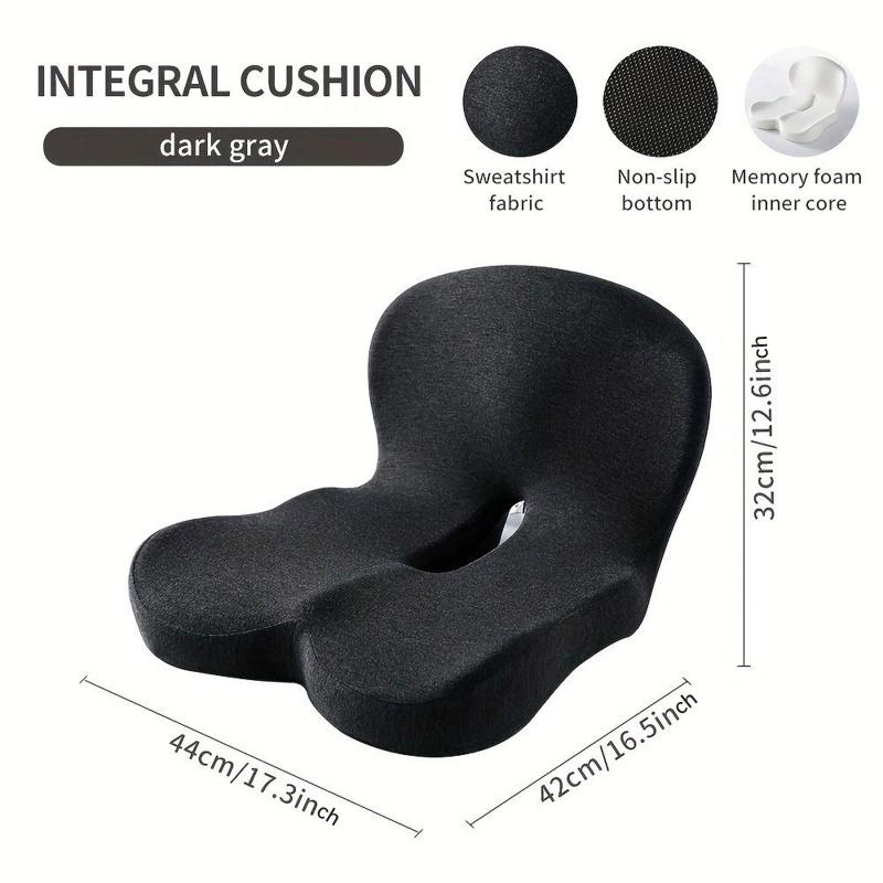 Memory Foam One-piece Seat Cushion Backrest Office Chair Cushion Massage Lumbar Support Pain Relief Breathable Car Butt Pad