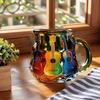 Novelty 3D Painted Guitar Coffee Cup Cartoon Colorful Guitar Desk Ornaments Plastic Coffee Mug Milk