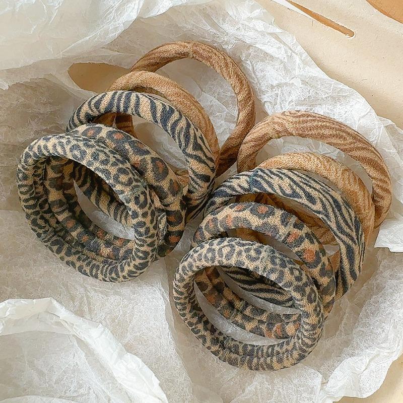 5/10pcs Leopard Print High Elastic Hair Ties Scrunchie High Elasticity Ponytail Holder Women Girls Hair Rings Rope Accessories
