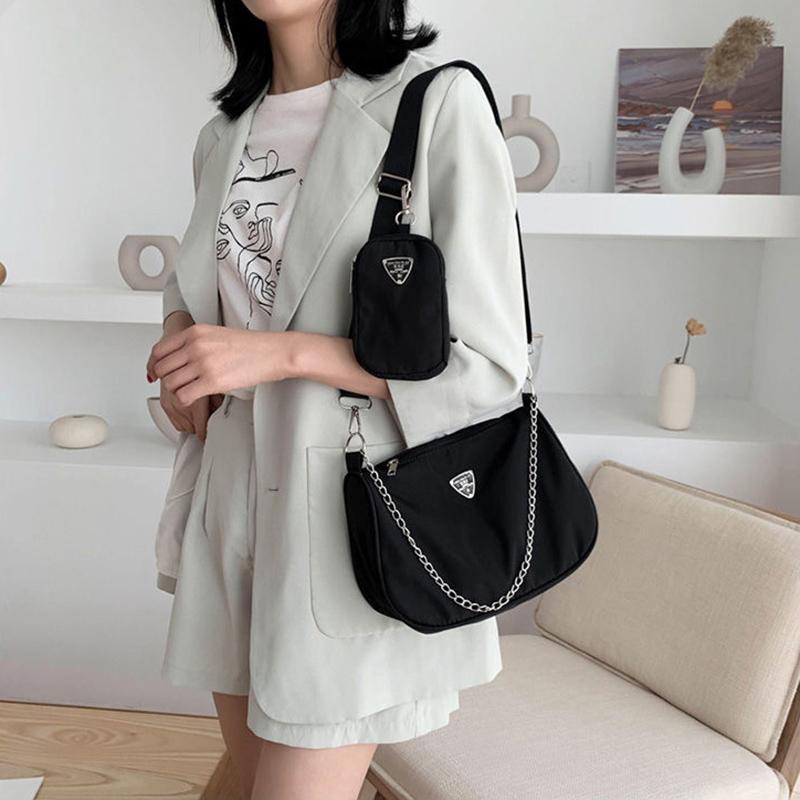 Винтажные нейлоновые сумки-бродяги на плечо для женщин, сумка через плечо с кошельком, повседневная сумка для подмышек большой вместимости, клатч