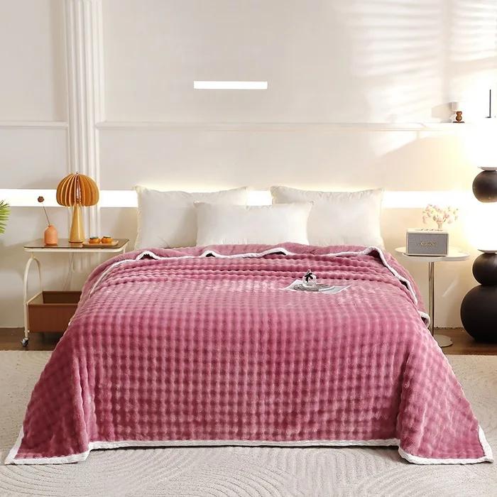 2025 новое одеяло-пузырь из молочного флиса с кроличьим мехом, двусторонние флисовые простыни, многофункциональное одеяло для офиса