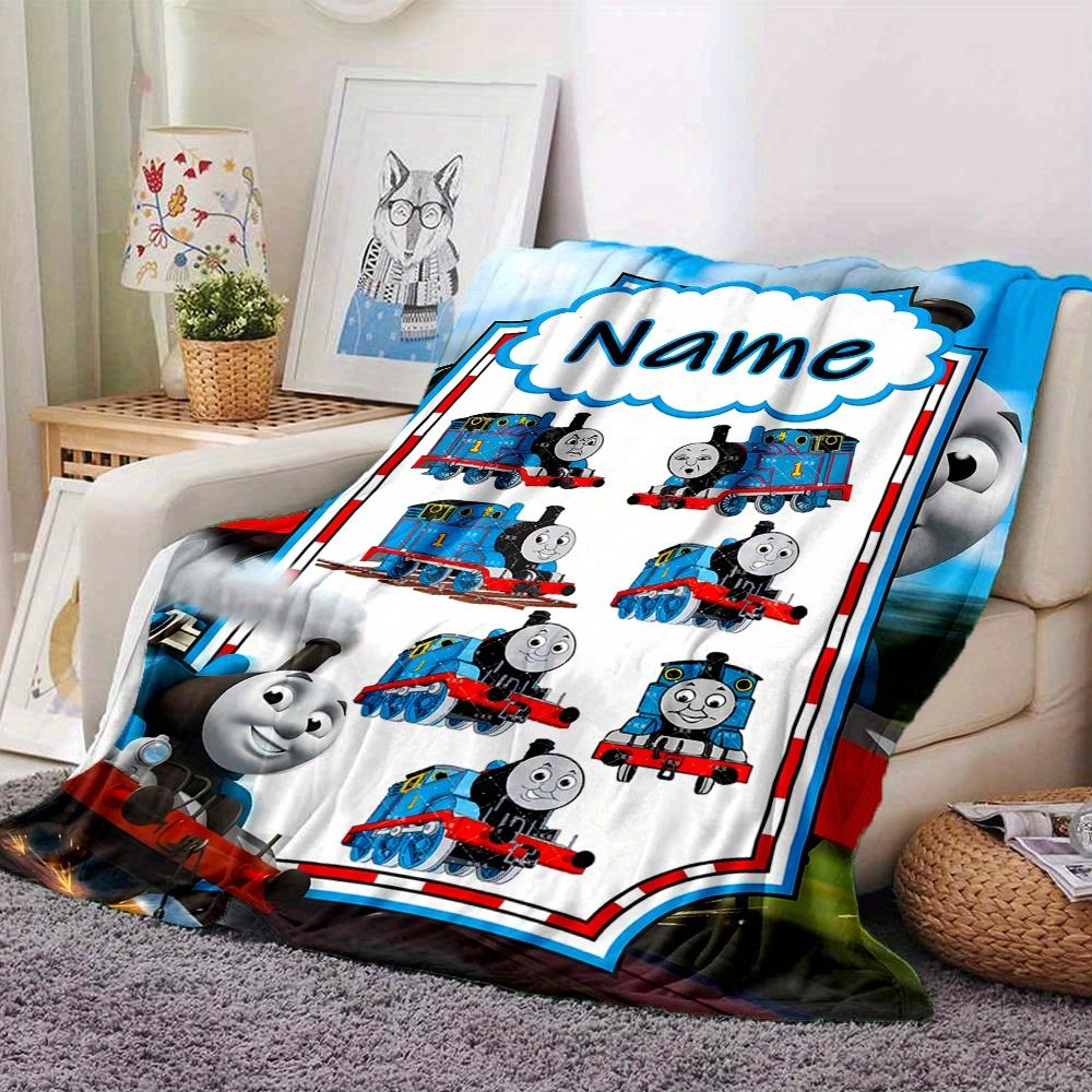 Thomas The Tank Engine Blanket Soft And Cozy Custom Name Gift For All Holidays Home Decor Office Nap Outdoor Holiday Gift Playful Design Polyester