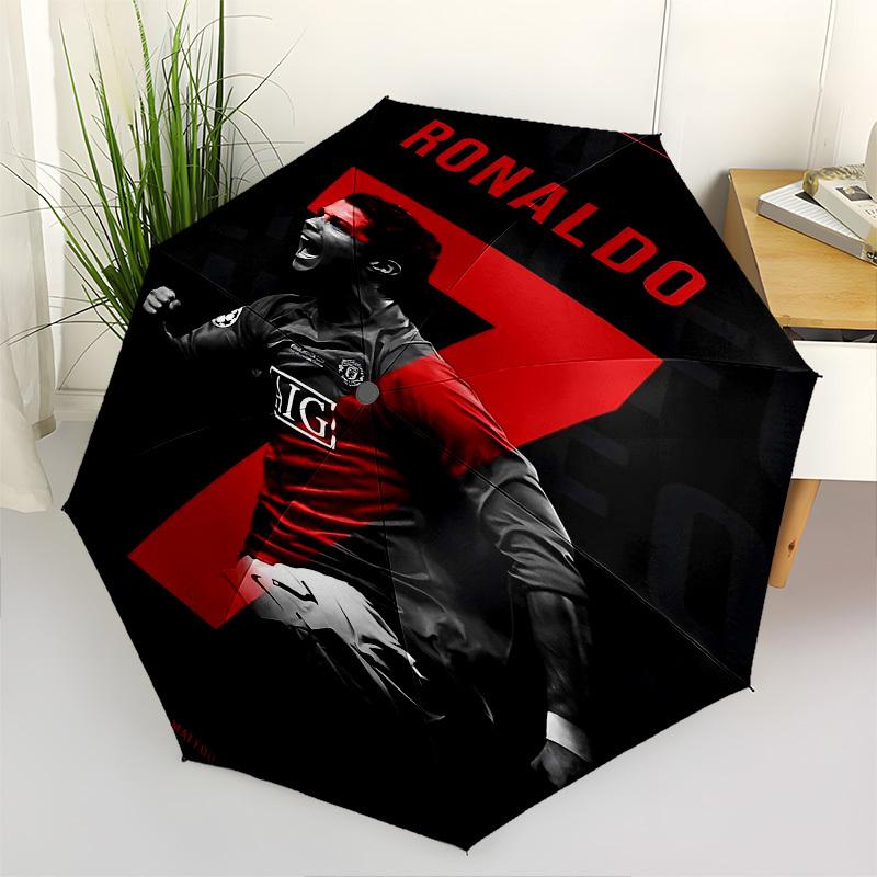 1 шт. Автоматический складной зонт RONALDO MANCHESTER UNITED с 8 спицами, ветрозащитный купол, компактный и портативный, для путешествий, 10250