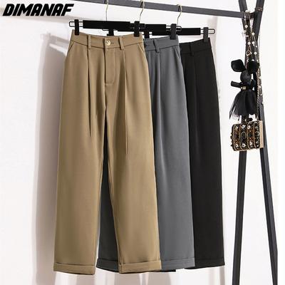 DIMANAF 2024 Большие размеры Летние длинные брюки Женские брюки Свободные прямые оборки Женские базовые брюки Широкие брюки 4XL