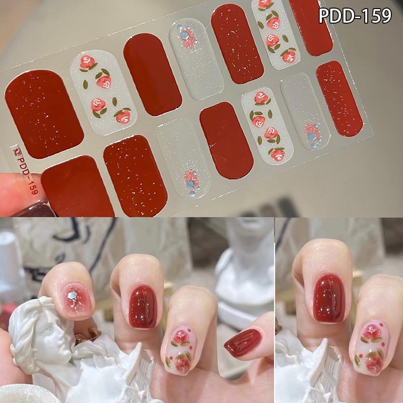 60 стилей DIY полуотвержденные гелевые наклейки для ногтей долговечные однотонные свежие цветы весной полоски для ногтей патч-слайдер наклейка с полным покрытием