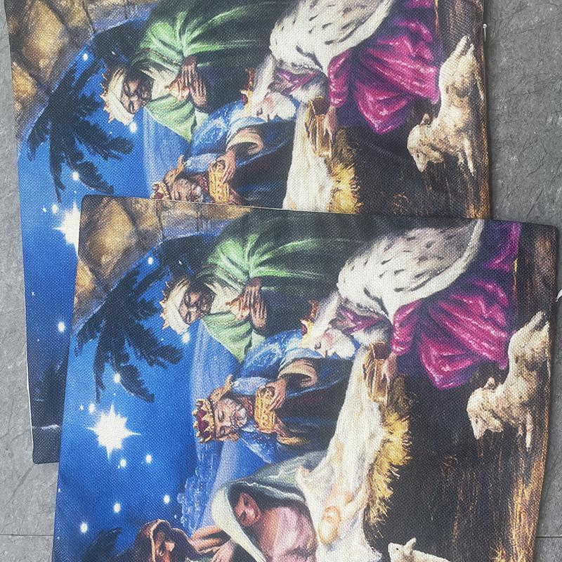 Серия Иисуса Водонепроницаемая Наволочка из Смеси Льна Наволочка для Декоративной Подушки Чехол для Подушки для Гостиной Без Вставки