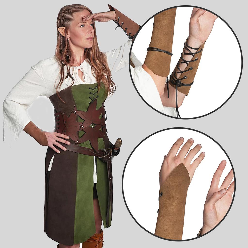 Vintage Nordic Viking Arm Cuff for Cosplay Parties Medieval SuedeFabric Arm Gauntlet Vintage Archery Armor Bracers