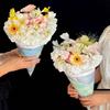 Rose Packaging Box Ice Cream Style 10PCS Bouquet Wrapping Bag for Valentine's Day Gift Romantic
