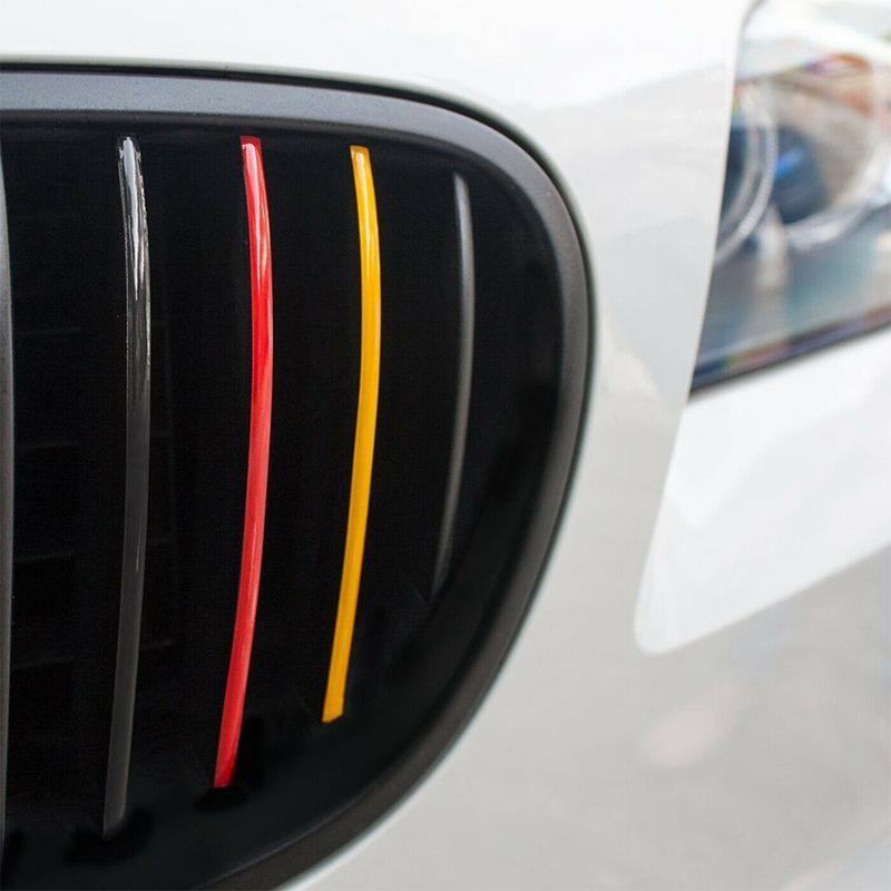 Germany Flag Car Sticker Black+Red+Yellow 3 Stripes Bumper Grid Rear View Mirror Reflective Decal Weatherproof Car Accessories