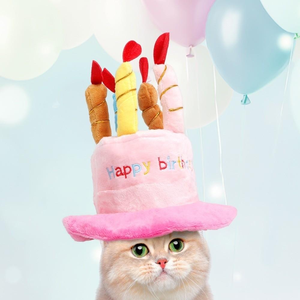 Birthday Theme Birthday Cake Hat Cake Shape Pet Headwear Cap New Puppy Kitten Hat  Party Decor