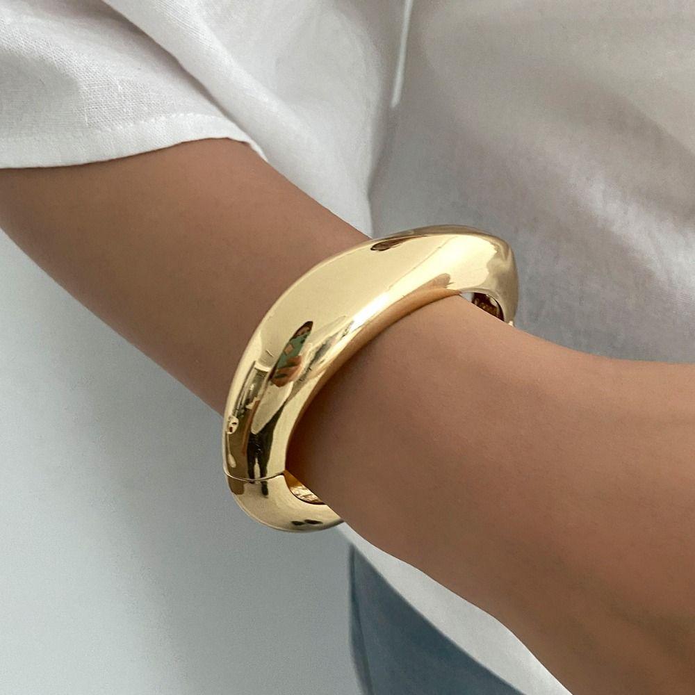 Irregular Resin Bangle Gold Exaggerated Bracelet Creative Wide Bangle Decoration