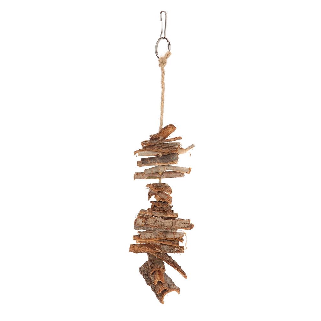 Bird Bark Chew Toys Natural Bite Resistant Relieve Boredom Hanging Chewing Toys for Parrots