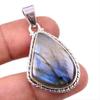 Natural Labradorite Gemstone 925 Solid Sterling Silver Gift Pendant 1.75" W4c35