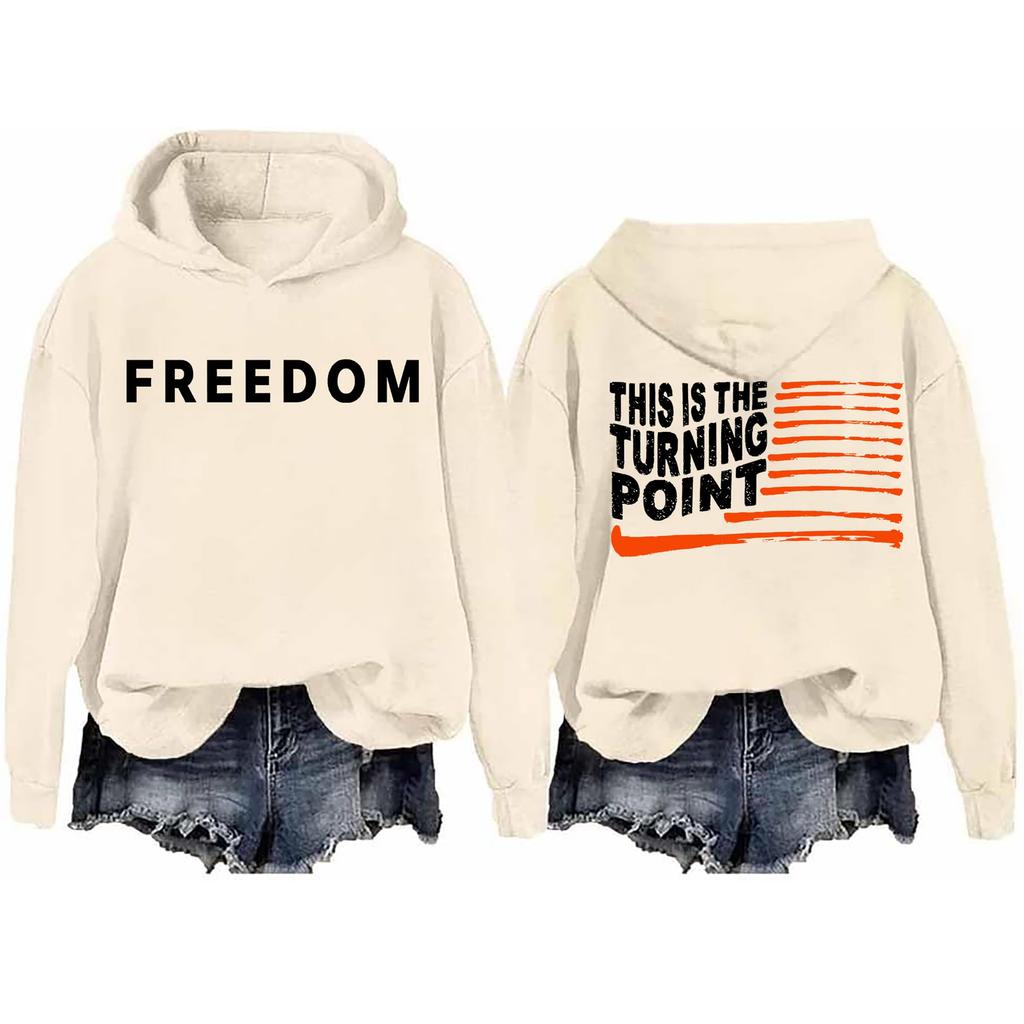 Ladies Fashion Casual Long Sleeve Printed Round Neck Hoodie Pullover Top