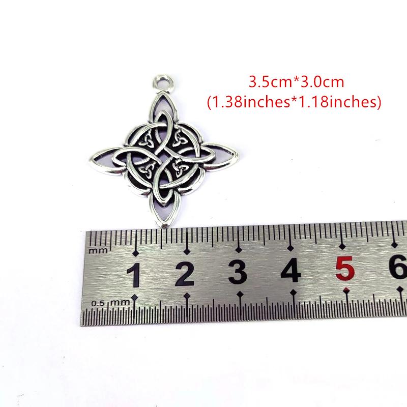 5pcs Antique Silver Color Vintage Irish Knot Charms Geometric Celtic Knot Pendant for DIY Necklace Earrings Jewelry Making