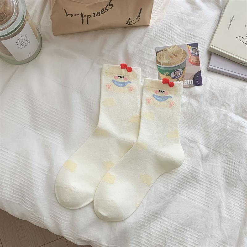 Мультяшные милые животные панда щенок кролик кошка допамин носки мягкие удобные хлопковые носки девчачьи универсальные носки до середины икры подарок