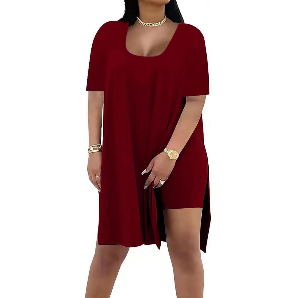 Fashion Ladies Summer Solid Color Loose Short-sleeved Pants Two-piece Suit