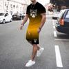 Gradient Style 3D Printing Beast Print Street Fashion Home Casual Fashion Summer New Short-sleeved Shorts Men's Suit